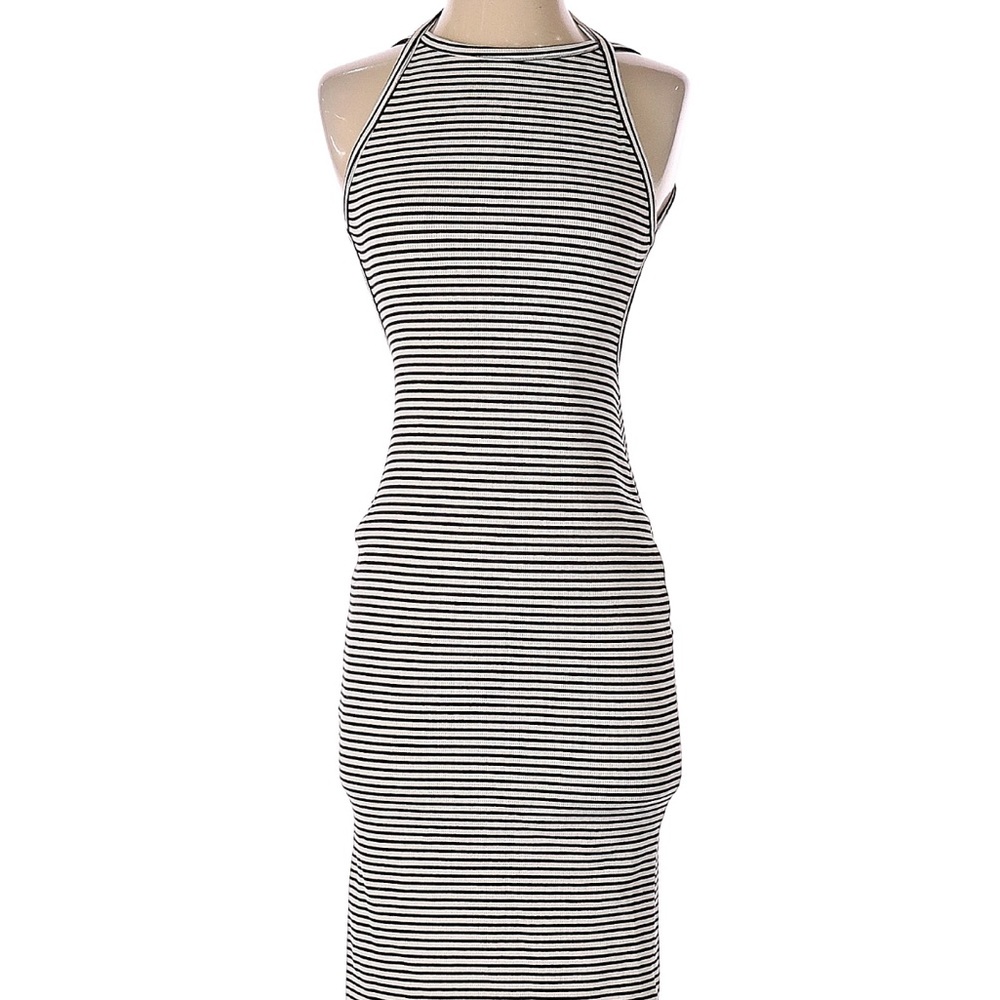 silence + noise Black & White Striped Halter Midi Dress